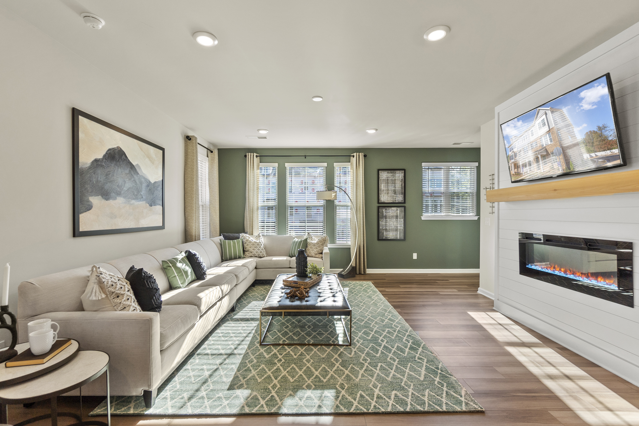 Great room with fireplace