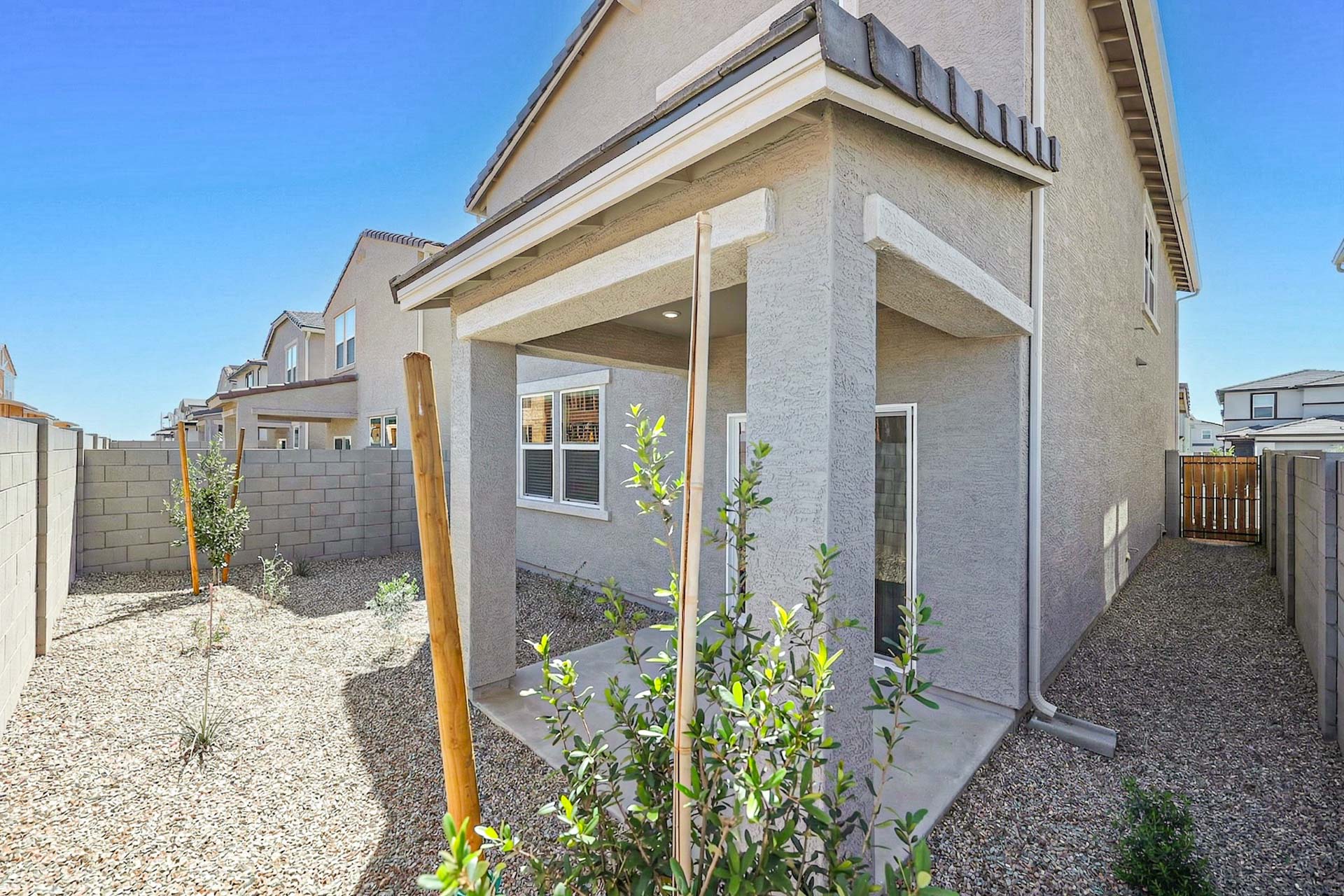A house with a fence around it.