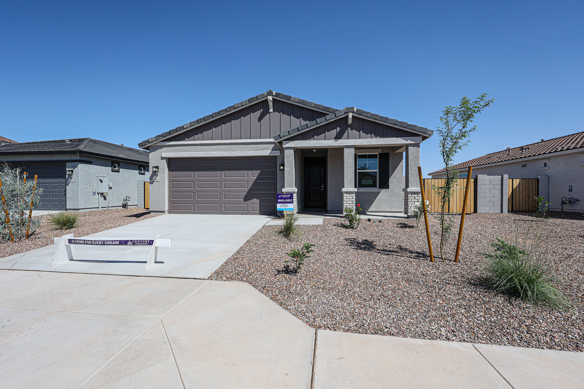 A house with a garage.