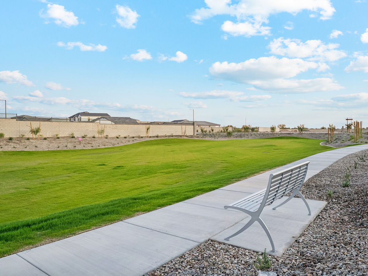 A bench sits unoccupied.