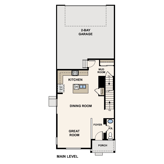 Diagram, engineering drawing. Ponderosa Floorplan, Main Level