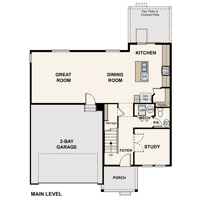Diagram, engineering drawing. Ontario Floorplan, Main Level
