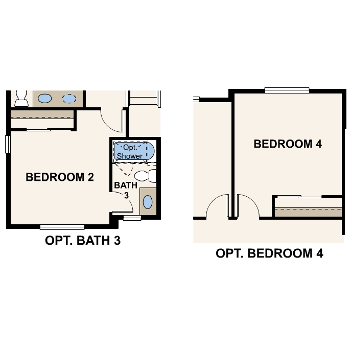 Diagram. Roosevelt Floorplan, Upper Level Options