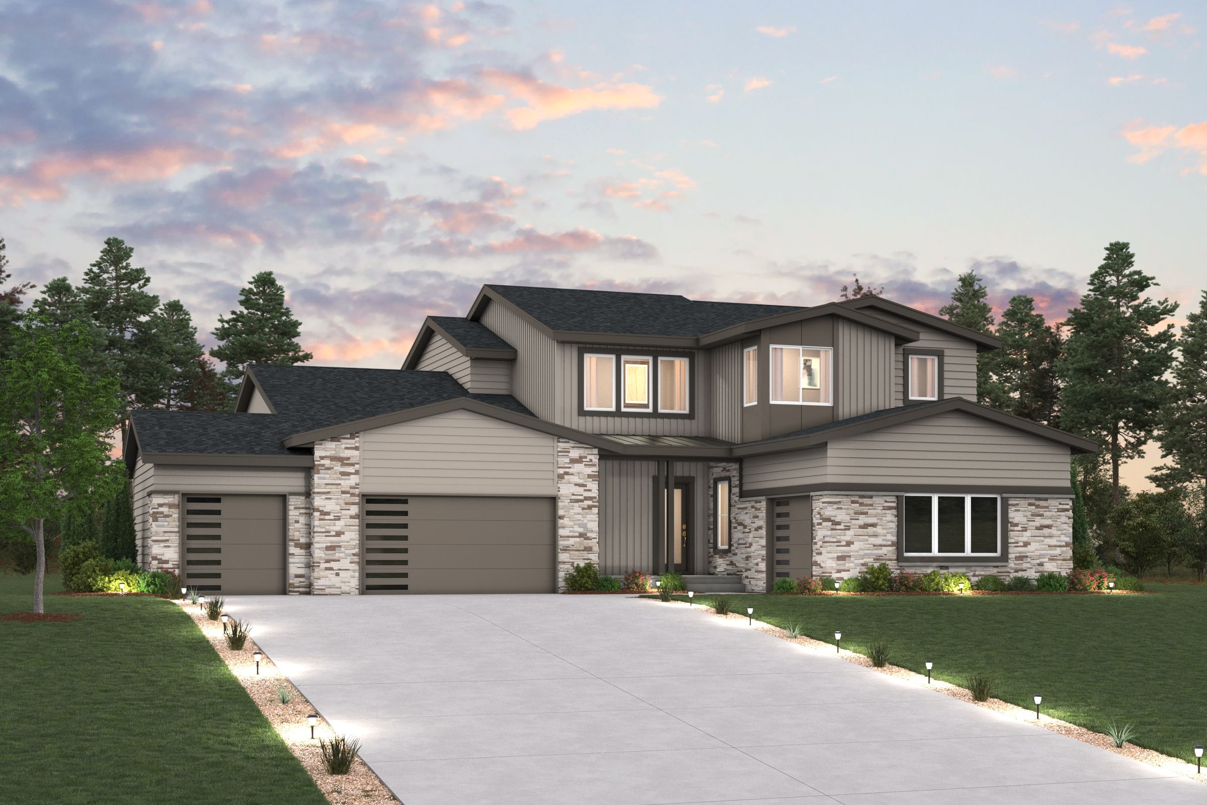 A house with a driveway.