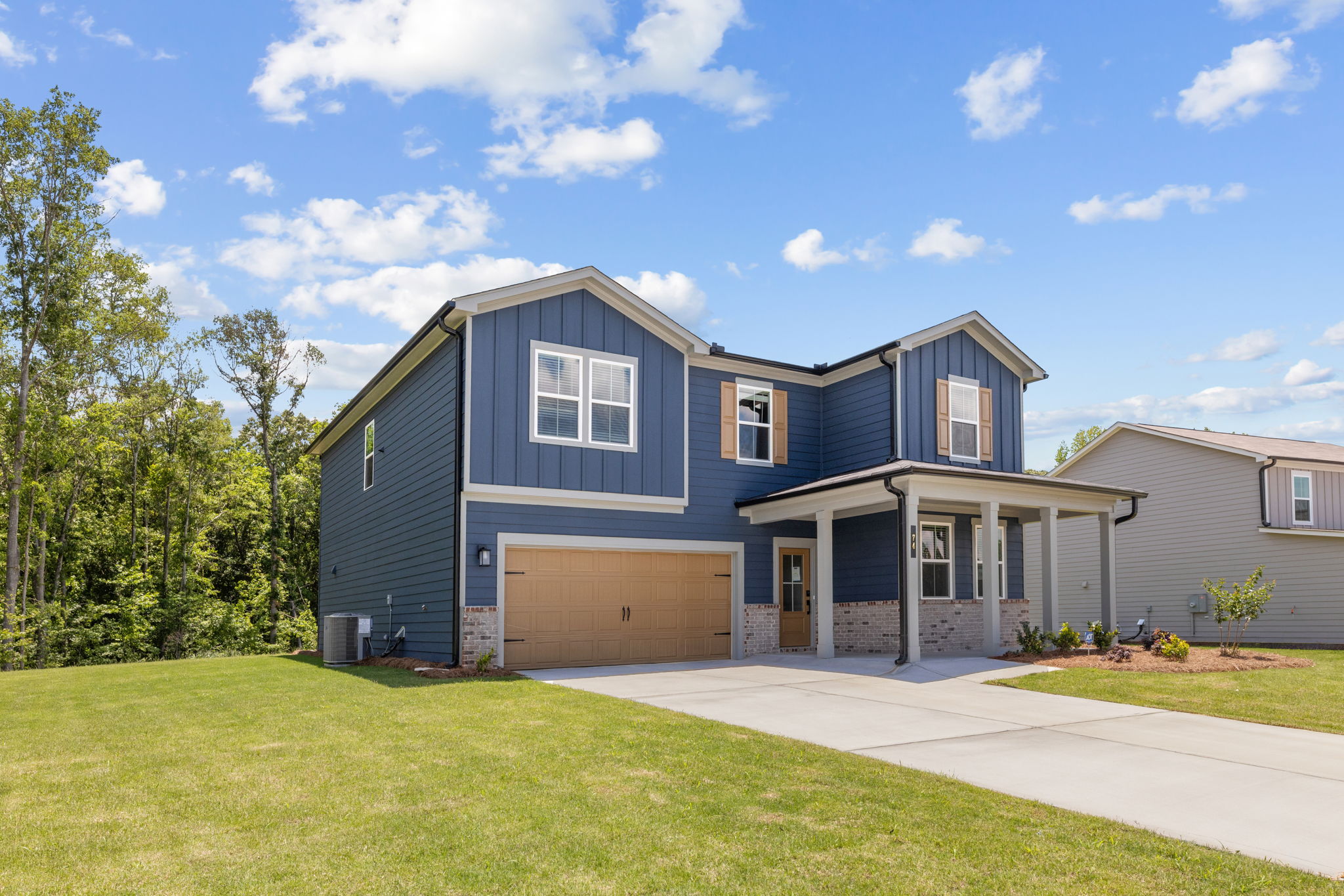 A house with a garage.