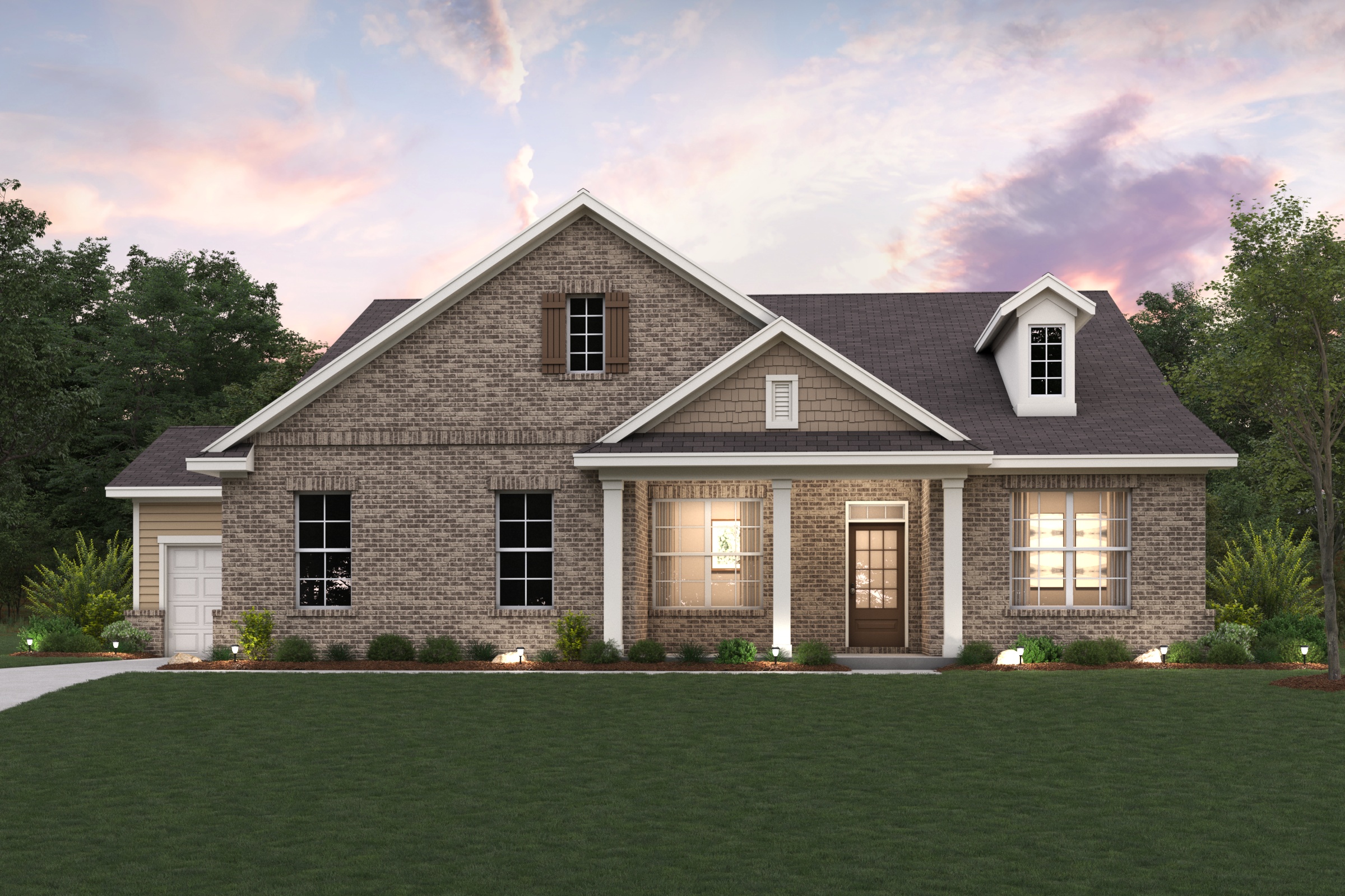 A house with a large front yard.