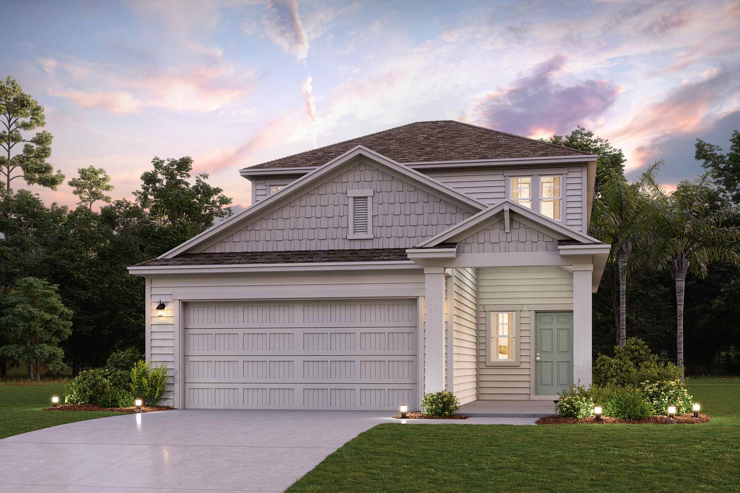 A house with a garage.