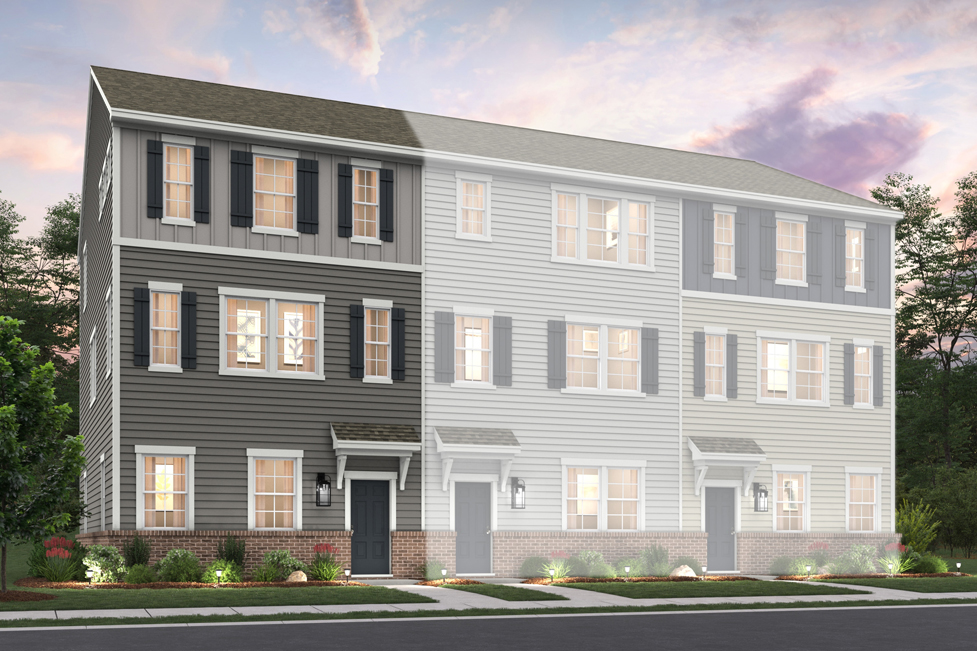 A grey and black building.