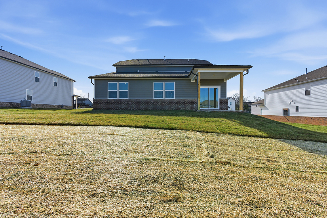 A house with a lawn.