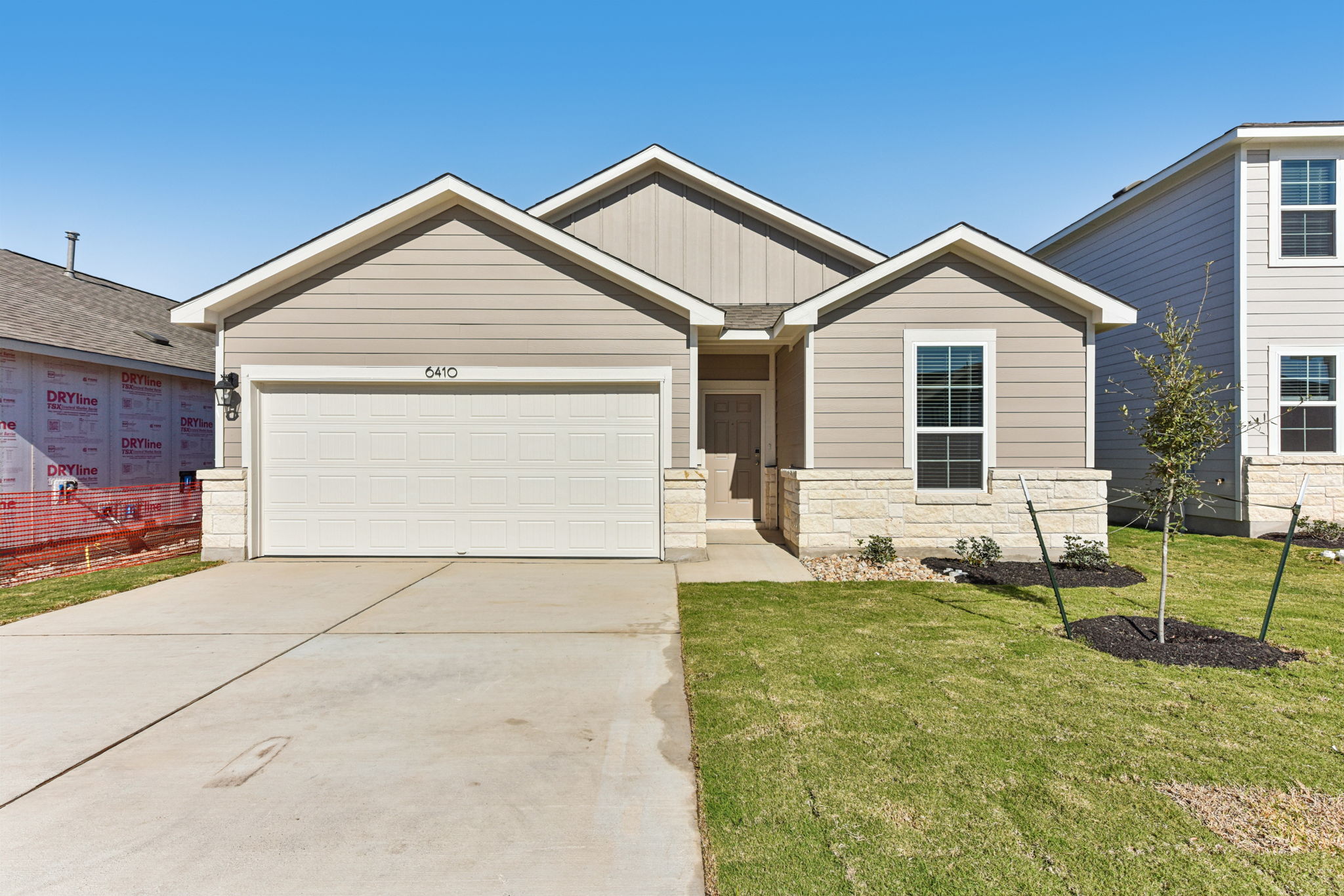 A house with a garage.