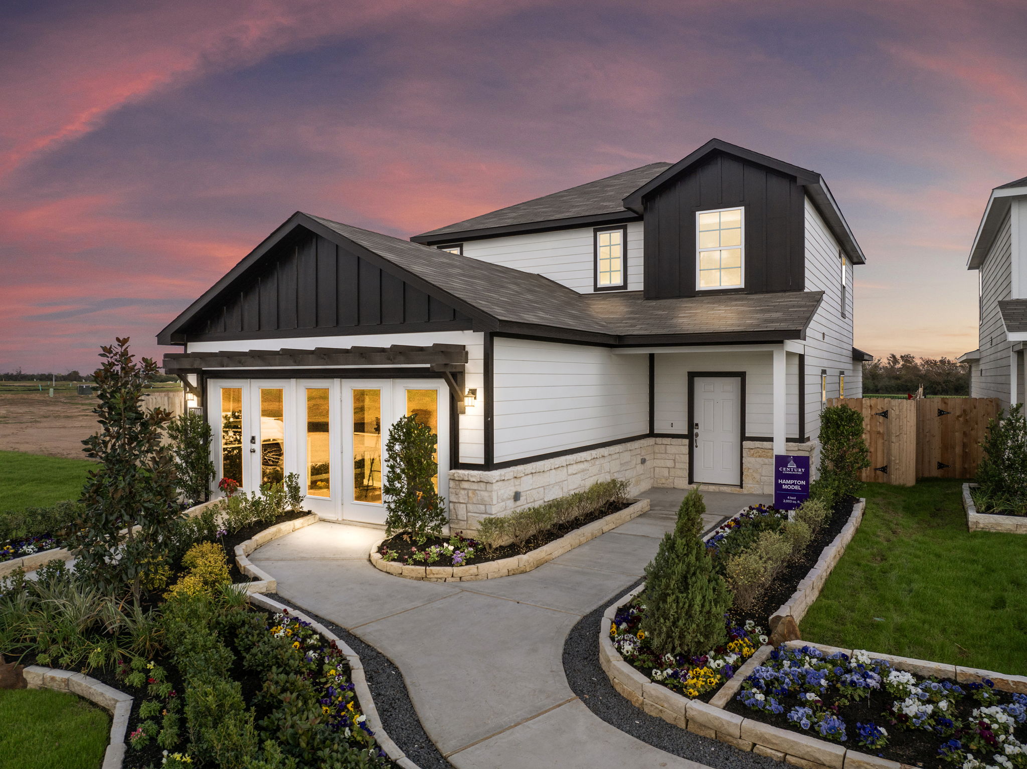 A house with a driveway.
