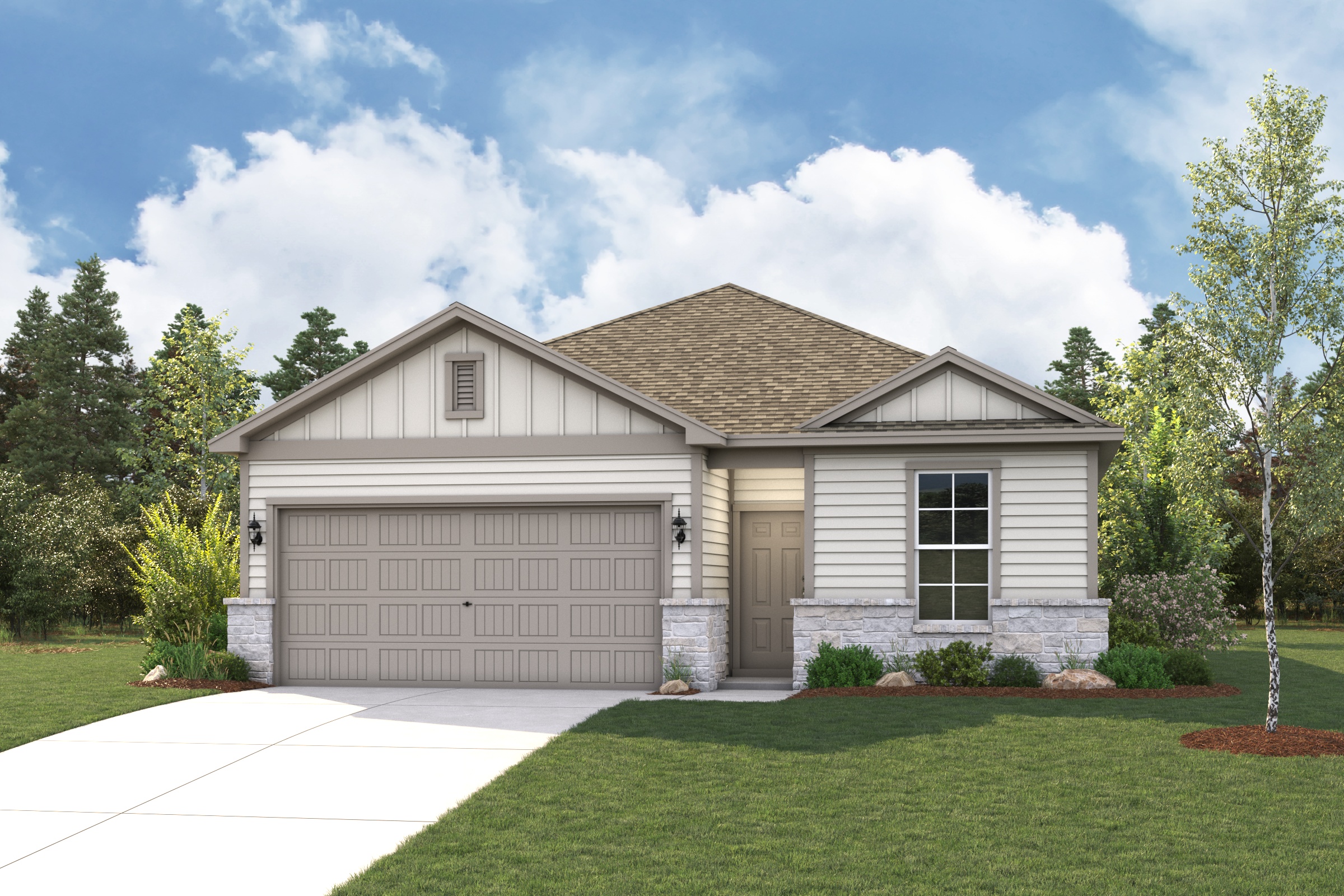 A house with a garage.