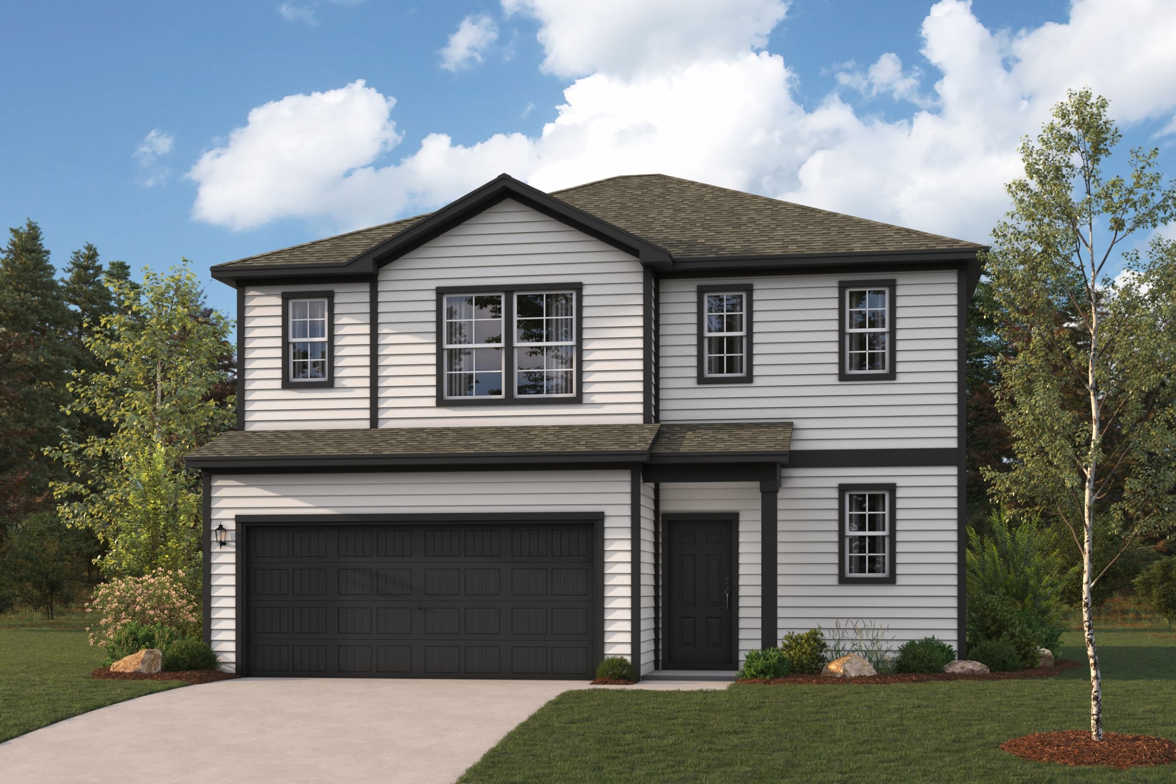 A house with a garage.