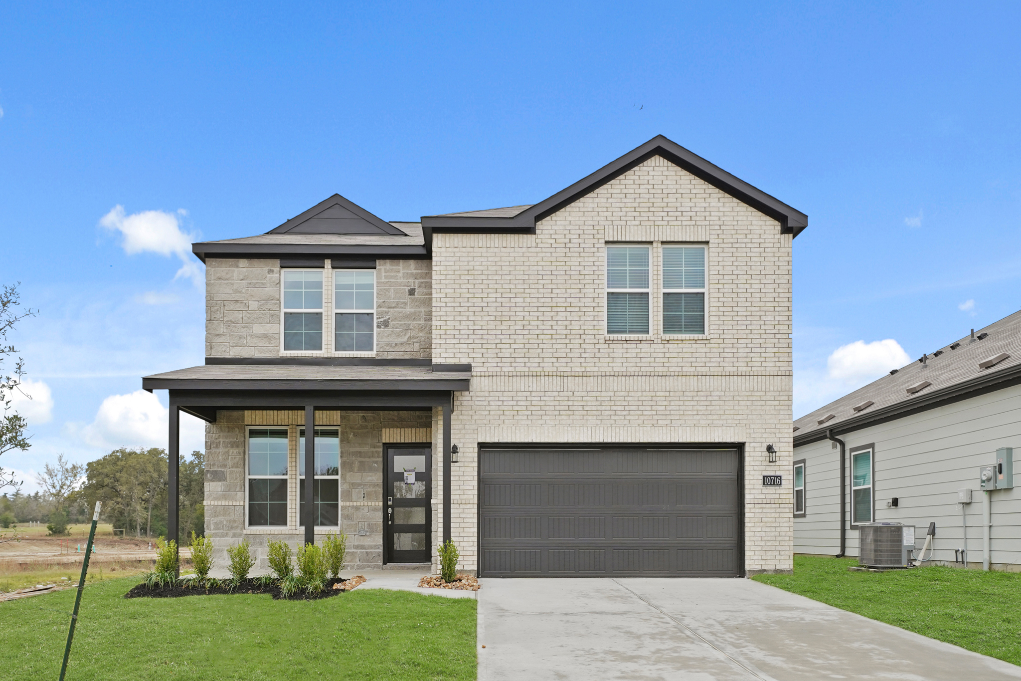 A house with a garage.