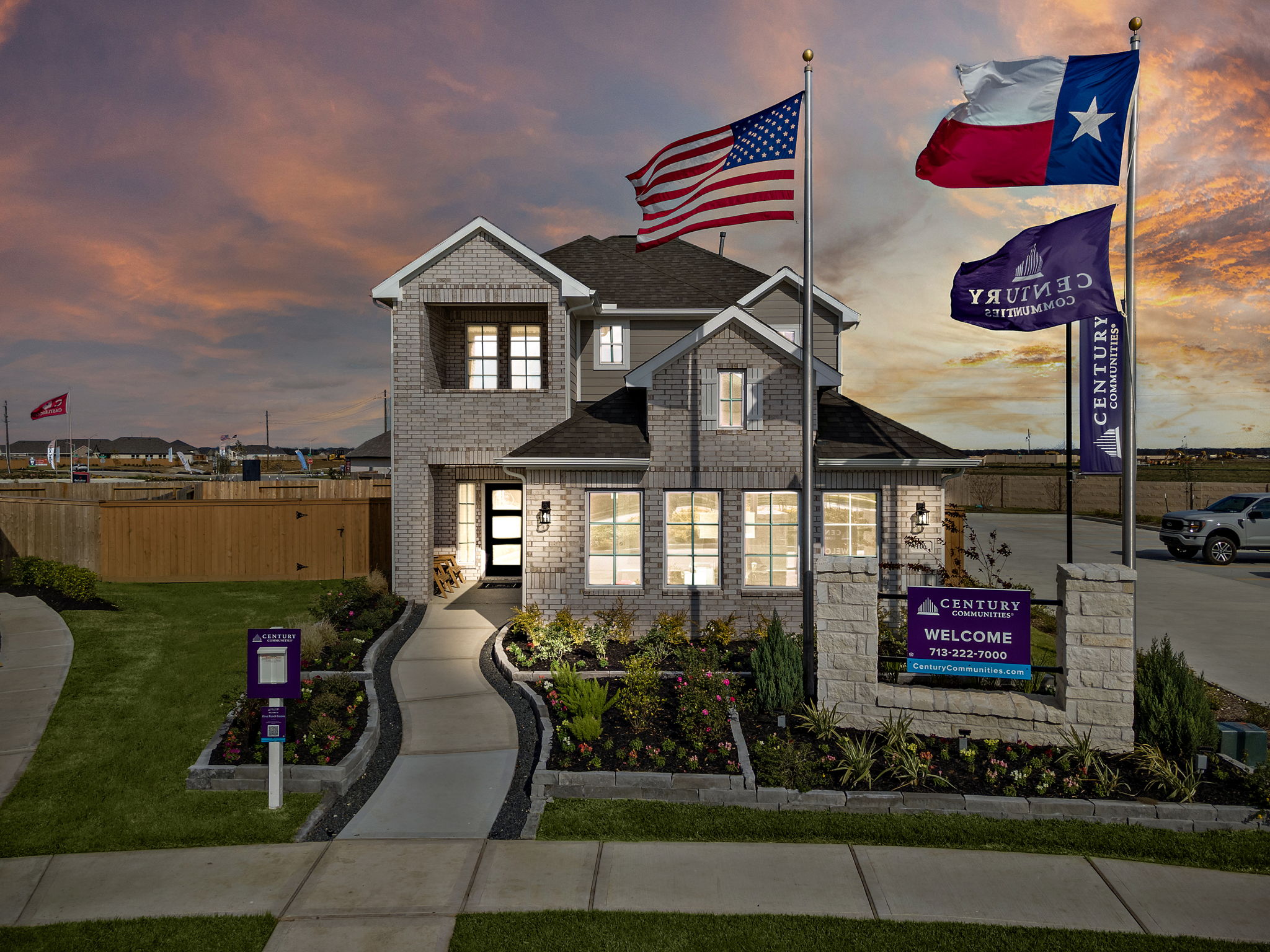 A building with flags in front of it.
