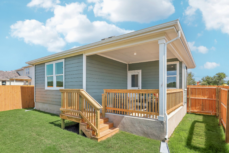 A house with a deck.