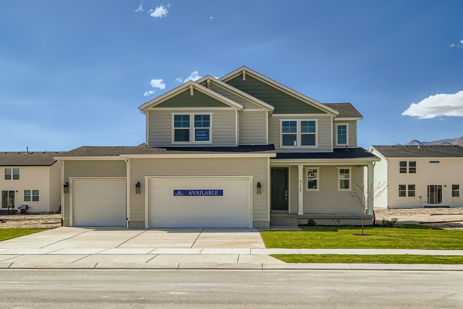 A building with a garage.