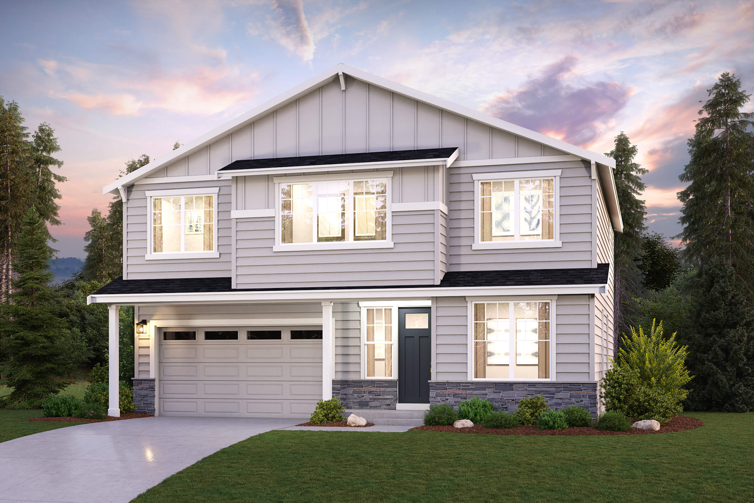 A house with a garage.