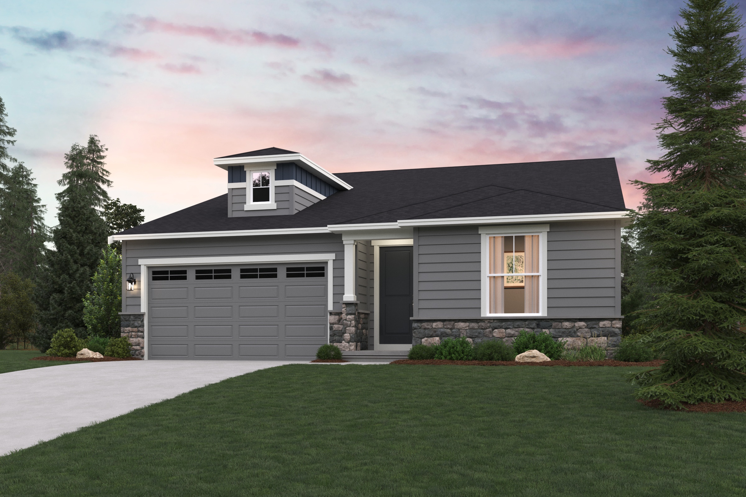 A house with a garage.