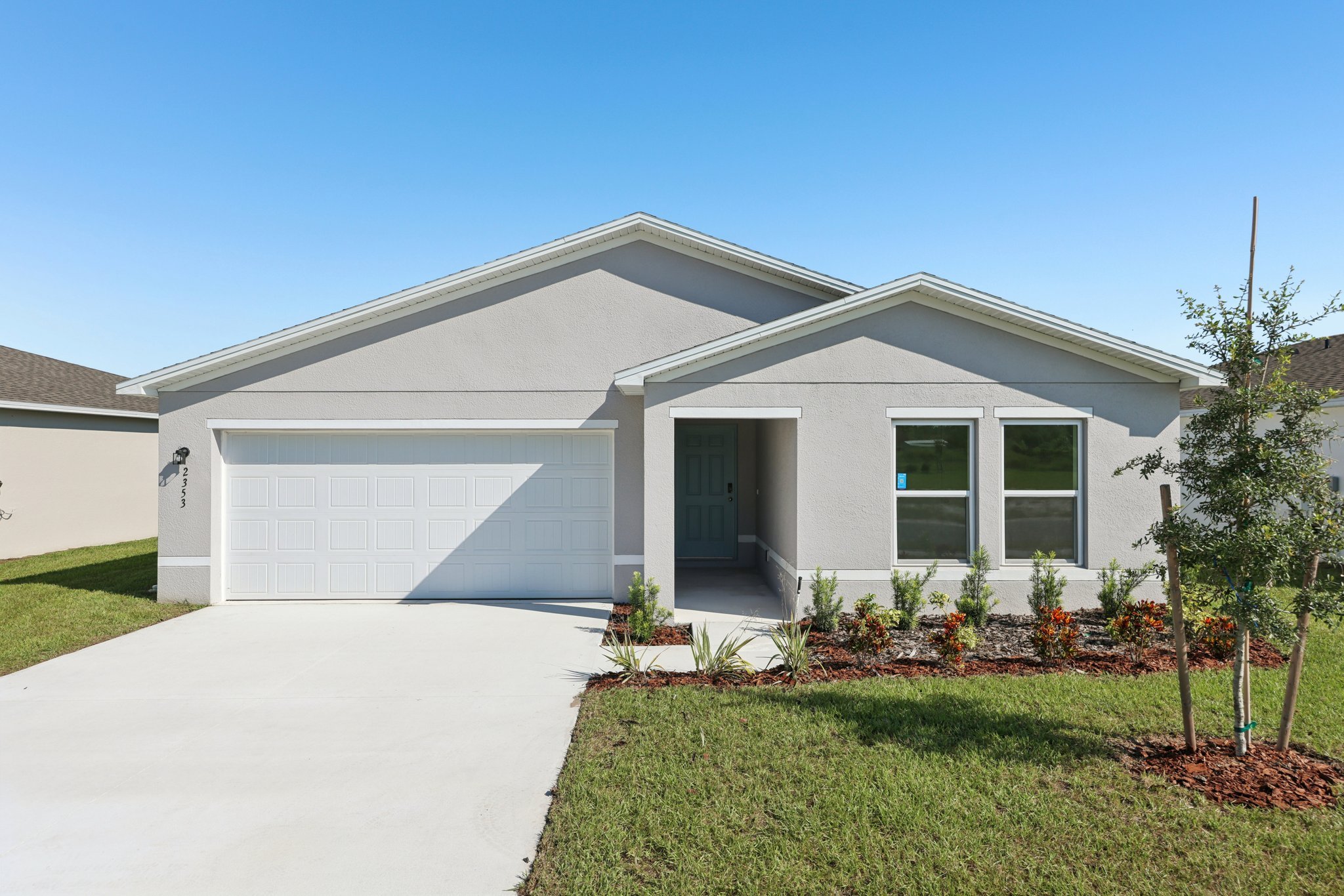 A house with a garage.