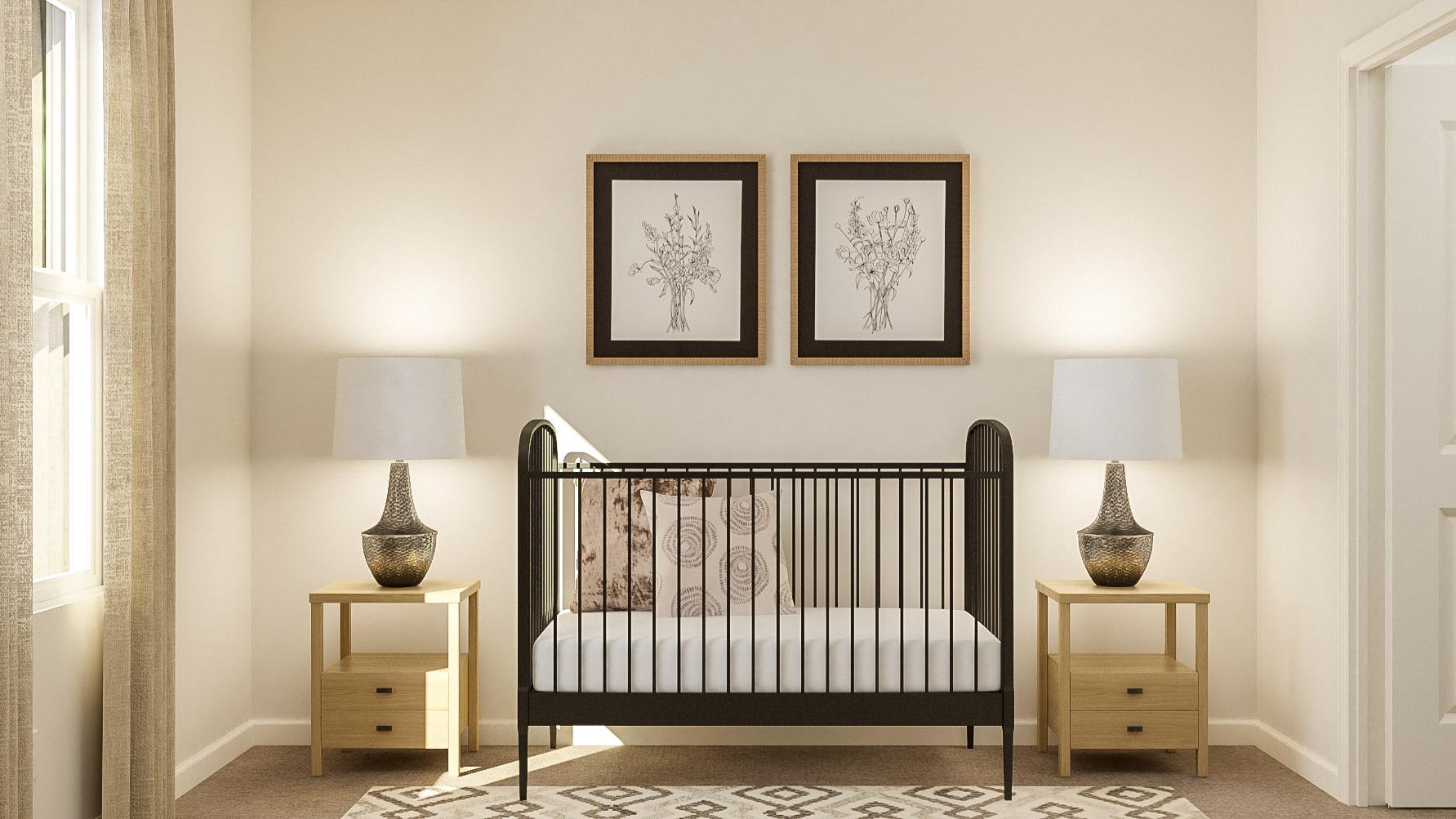 A black and white nursery room.